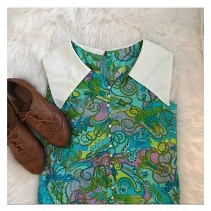 70s vintage collared retro dress